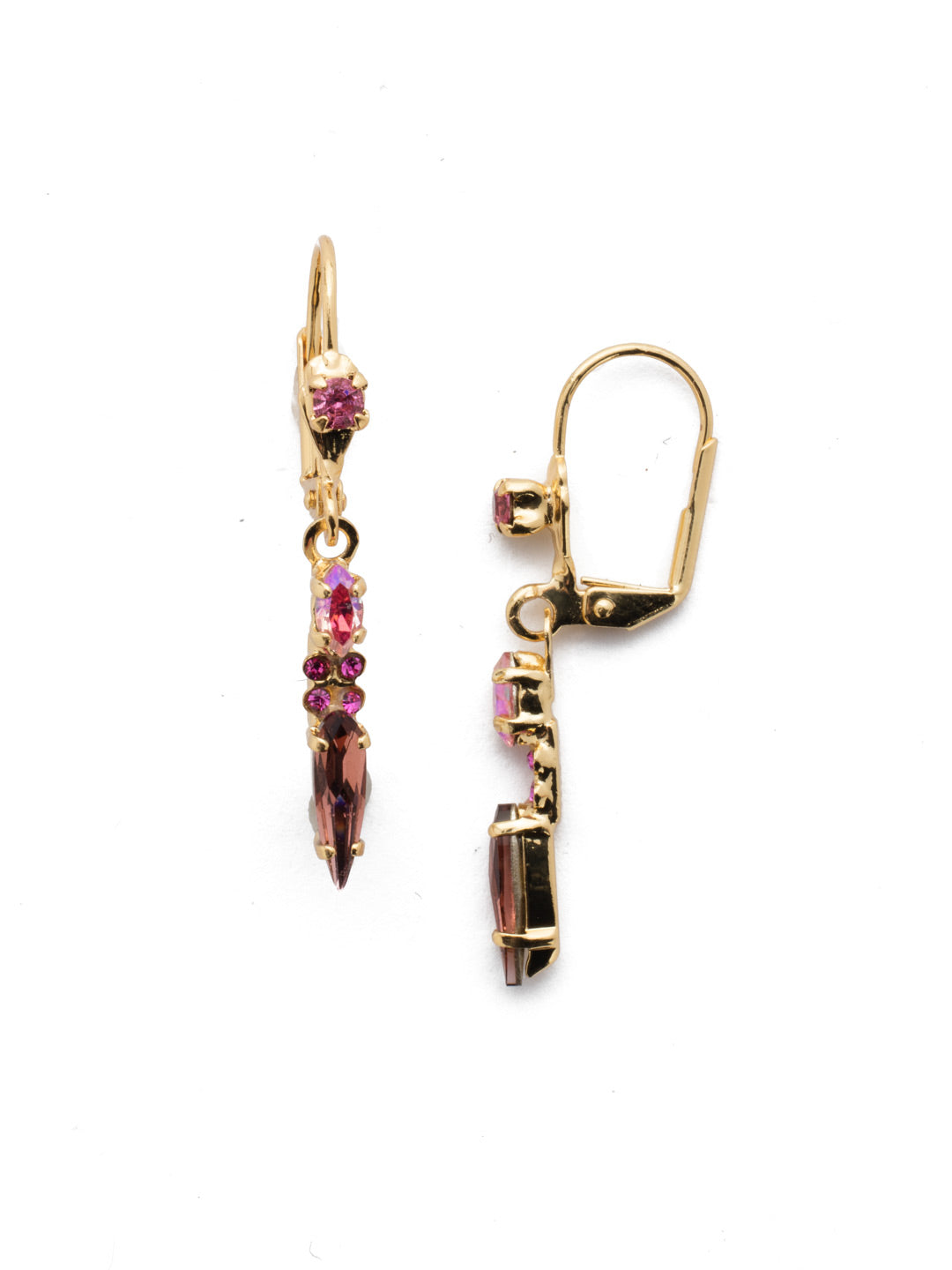Oleana Dangle Earrings - EES18BGBGA - The Oleana Dangle Earrings are sophisticated and edgy all at once, ending with a bang in the form of a sharp marquise crystal. From Sorrelli's Begonia collection in our Bright Gold-tone finish.