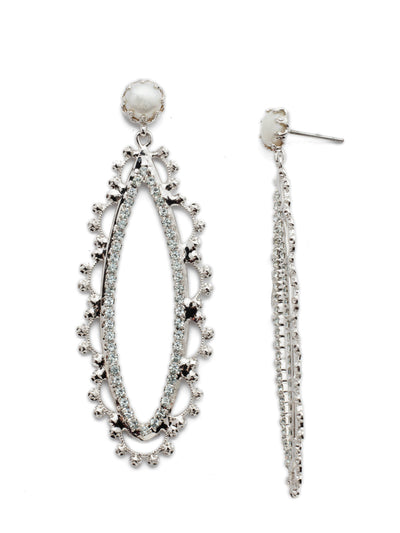 Luciana Dangle Earrings - EES19RHNTB - <p>Put on the Luciana Dangle Earrings and go glam. The pearl stud gives way to unique hand-soldered metalwork accented with some serious crystal sparkle. From Sorrelli's Nantucket Blue collection in our Palladium Silver-tone finish.</p>