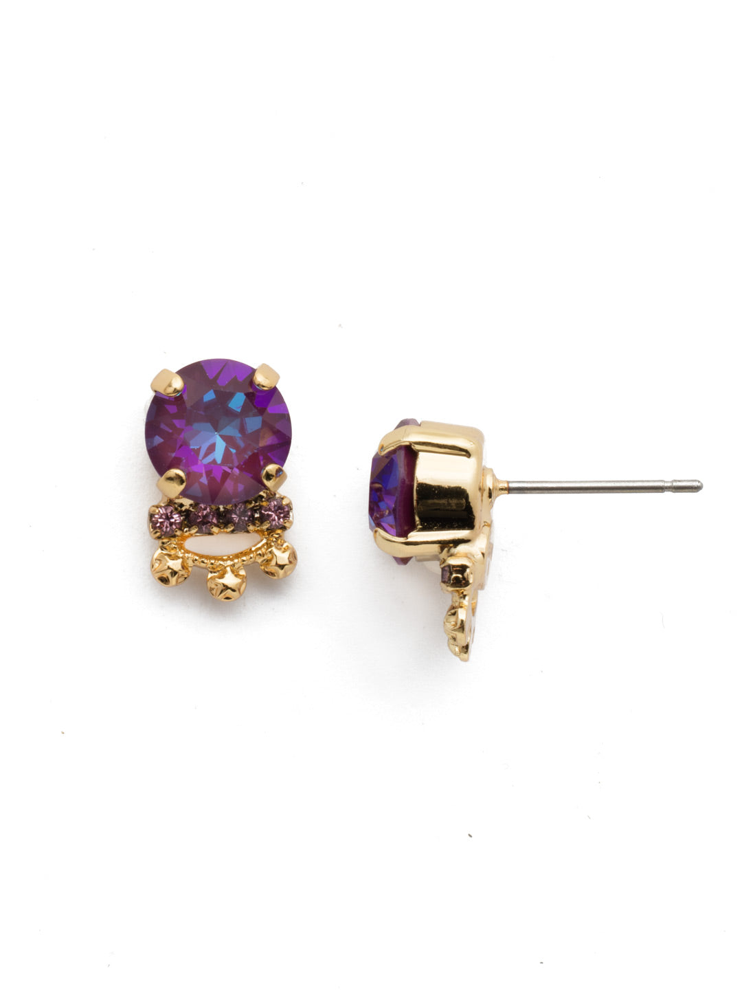 Muriel Stud Earrings - EES20BGBGA - Fasten on the Muriel Stud Earrings for a little something extra from a stud. A simple round crystal goes next level when it's accented by added sparkle and hand-soldered metalwork. From Sorrelli's Begonia collection in our Bright Gold-tone finish.