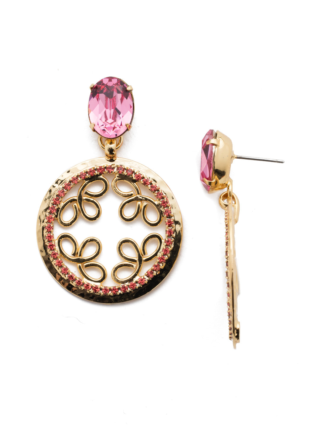Tallulah Statement Earring - EES2BGBGA - The Tallulah Dangle Earrings are showstoppers. A dominant cushion crystal has some serious competition from the hand-soldered metalwork rimmed in bright sparkling stones. From Sorrelli's Begonia collection in our Bright Gold-tone finish.