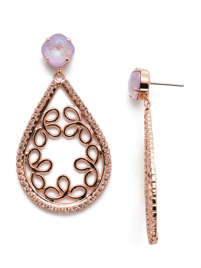 Davina Dangle Earrings - EES40RGLVP - <p>Fasten on our Davina Dangle Earrings and get ready to stand in the spotlight. The hand-soldered metalwork rimmed in sparkling crystals is impossible to ignore. From Sorrelli's Lavender Peach collection in our Rose Gold-tone finish.</p>