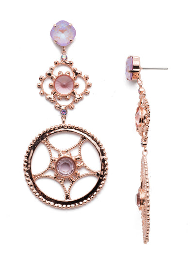 Everly Statement Earrings - EES6RGLVP - <p>The Everly Statement Dangle Earrings make a bold statement. Long on style, their hand-soldered metalwork, glamourous gems and serious sparkling crystals make for an attention-getting pair. From Sorrelli's Lavender Peach collection in our Rose Gold-tone finish.</p>