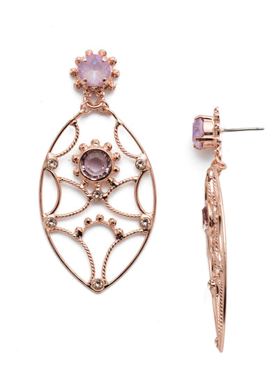 Mabel Statement Earring - EES70RGLVP - <p>The Mabel Statement Earrings are abstract stunners. Their basic shape is elevated with hand-soldered metalwork, assorted gems and sparkling crystals. From Sorrelli's Lavender Peach collection in our Rose Gold-tone finish.</p>