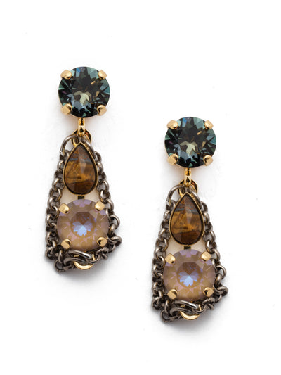 Melrose Dangle Earrings - EET16MXCSM - Put your edgy side on display with our Melrose Dangle Earrings. Opaque crystals drip from a sparkling stud, all while being wrapped in black chainlink. From Sorrelli's Cashmere collection in our Mixed Metal finish.