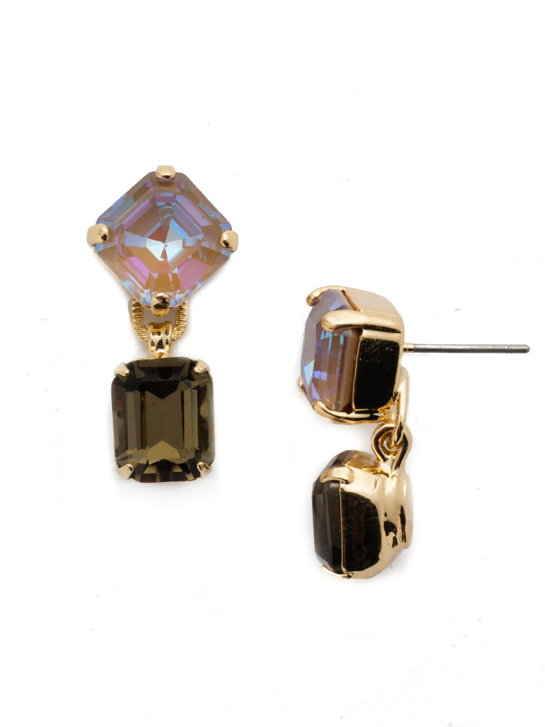 Ansley Dangle Earrings - EET18BGCSM - The Ansley Dangle Earrings feature a sparkling oval crystal with a dangling opaque circular stone. It's a pretty pair. From Sorrelli's Cashmere collection in our Bright Gold-tone finish.