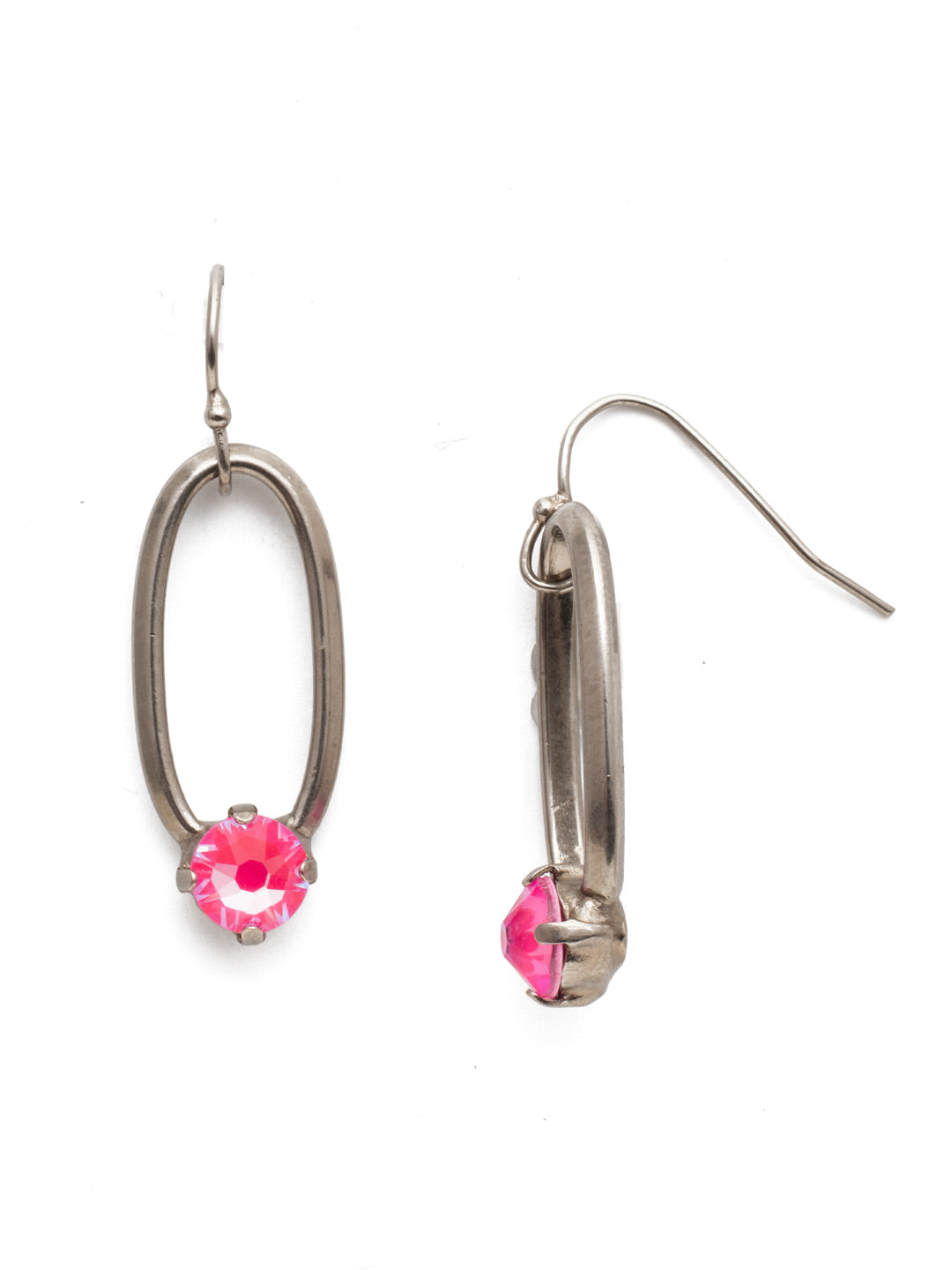 Paige Dangle Earrings - EET3ASETP - Metallic hoops or sparkling cyrstal studs? You can combine both when you choose our Paige Dangle Earrings. From Sorrelli's Electric Pink collection in our Antique Silver-tone finish.