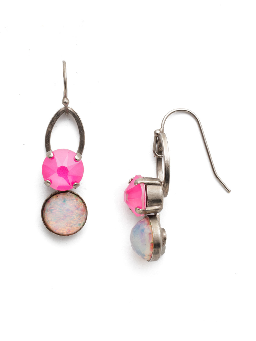 Astro Dangle Earrings - EET4ASETP - Our Astro Dangle Earrings shine like a moonlit sky. Delicate metal gives way to sparkling and opaque crystal stones. From Sorrelli's Electric Pink collection in our Antique Silver-tone finish.