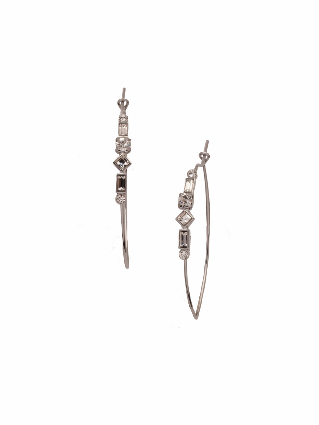 Regina Hoop Earrings - EET54PDCRY - <p>Take your hoop game up a notch with the Regina Hoop Earrings. The delicate loop of metal is affixed with a mix of sparkling crystals in fun shapes including baquette, diamond and round pieces. From Sorrelli's Crystal collection in our Palladium finish.</p>