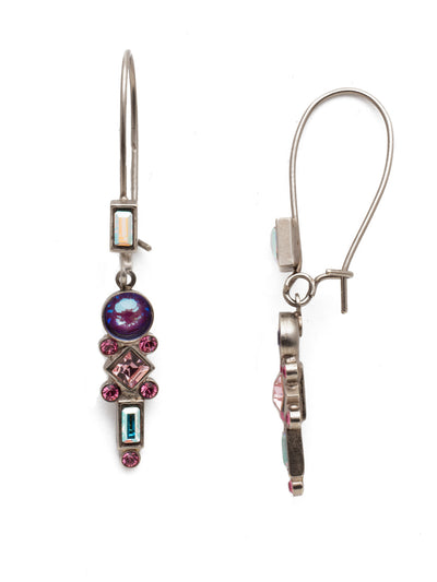 Willa Dangle Earrings - EET55ASETP - Our Willa Dangle Earrings add a touch of drama with light and dark sparkling crystal tones in an assortment of shapes including baquette and round stones. From Sorrelli's Electric Pink collection in our Antique Silver-tone finish.