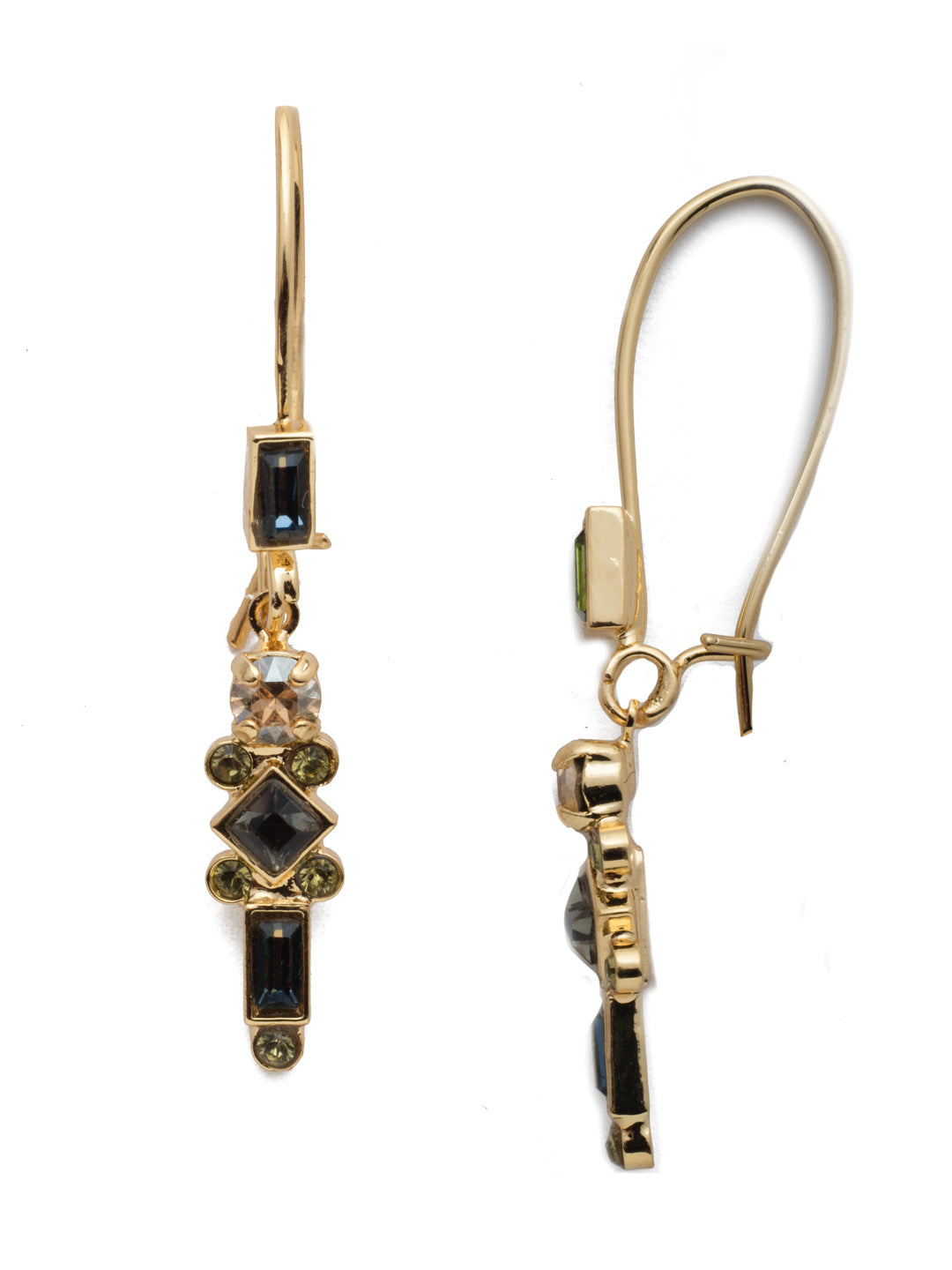 Willa Dangle Earrings - EET55BGCSM - Our Willa Dangle Earrings add a touch of drama with light and dark sparkling crystal tones in an assortment of shapes including baquette and round stones. From Sorrelli's Cashmere collection in our Bright Gold-tone finish.
