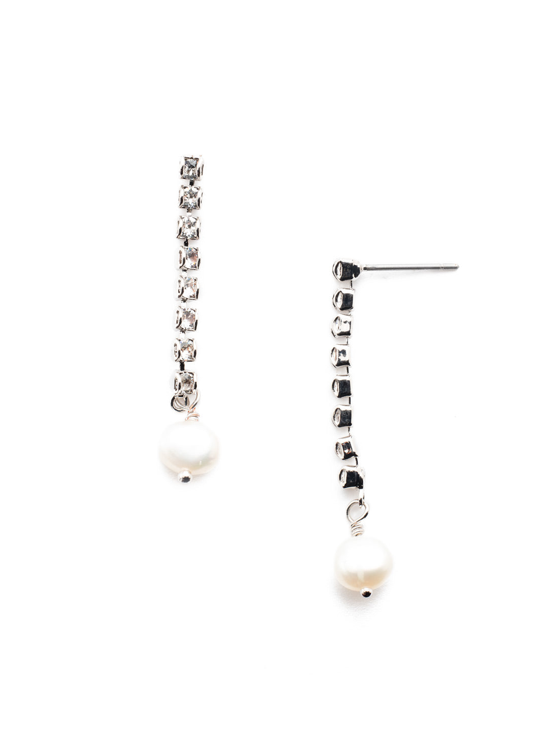 Capri Dangle Earrings - EET83RHMDP - <p>Pearls and crystals are a match made in heaven. The pearl hangs beautifully from a row of tiny crystals. From Sorrelli's Modern Pearl collection in our Palladium Silver-tone finish.</p>