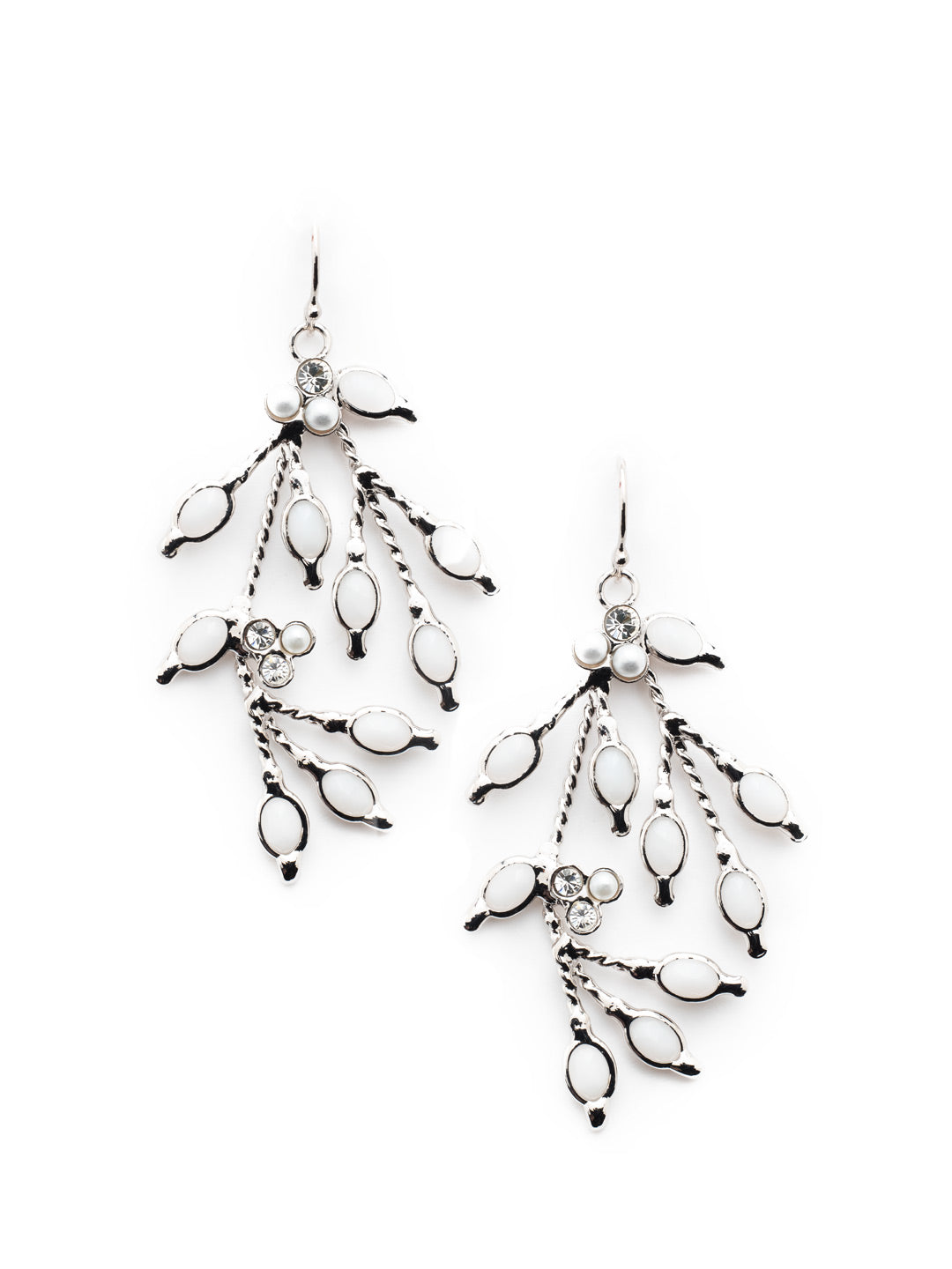 Salem Dangle Earrings - EET90RHMDP - The Salem Dangle Earring is an elegant earring that will make you shine at any event. Multipule stones hang from delicat chains to create a vine like look. From Sorrelli's Modern Pearl collection in our Palladium Silver-tone finish.