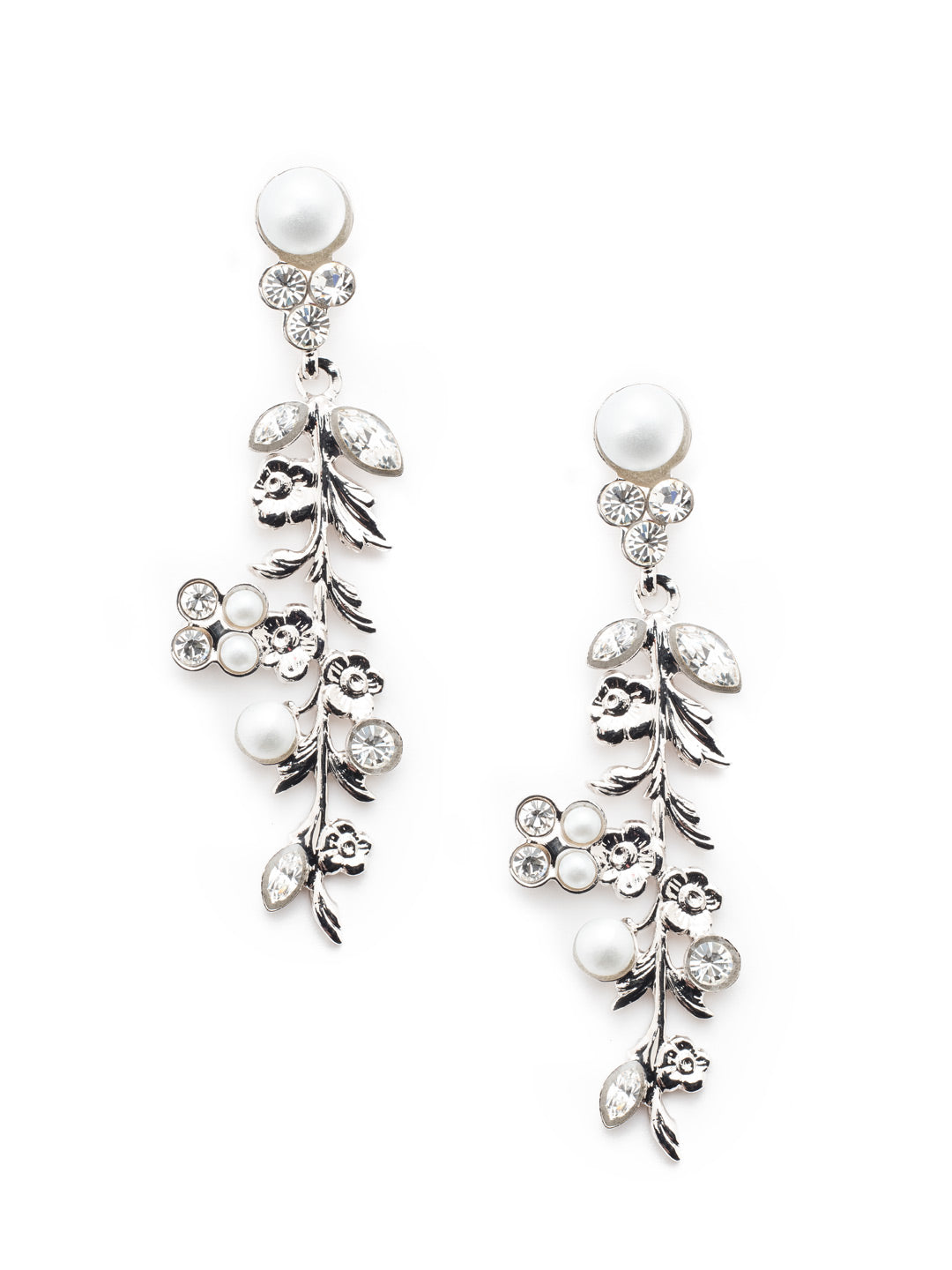Yasmin Dangle Earrings - EET91RHMDP - <p>The Yasmin Dangle Earring resembles a vine of flowers. The earring is completed with tiny crystals through out. From Sorrelli's Modern Pearl collection in our Palladium Silver-tone finish.</p>