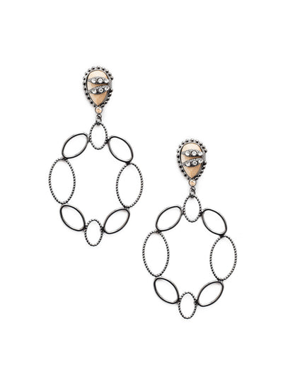 Atlas Statement Earrings - EEU11GMGNS - Looking for a pair of earrings that is both understated and one-of-a-kind? Meet our Atlas Statement Earrings. Loops of delicate metalwork drip from a pear-shaped stud accented by a mineral stone and a hint of crystal sparkle. From Sorrelli's Golden Shadow collection in our Gun Metal finish.