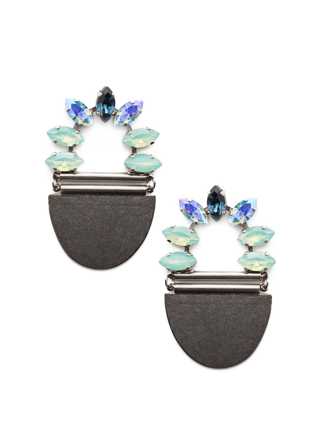 Dorothy Statement Earrings - EEU1ASNFT - Go bold when you wear our Dorothy Statement Earrings. An Earthy stone element combines with signature sparkling Sorrelli navette crystals for an attention-getting look. From Sorrelli's Night Frost collection in our Antique Silver-tone finish.