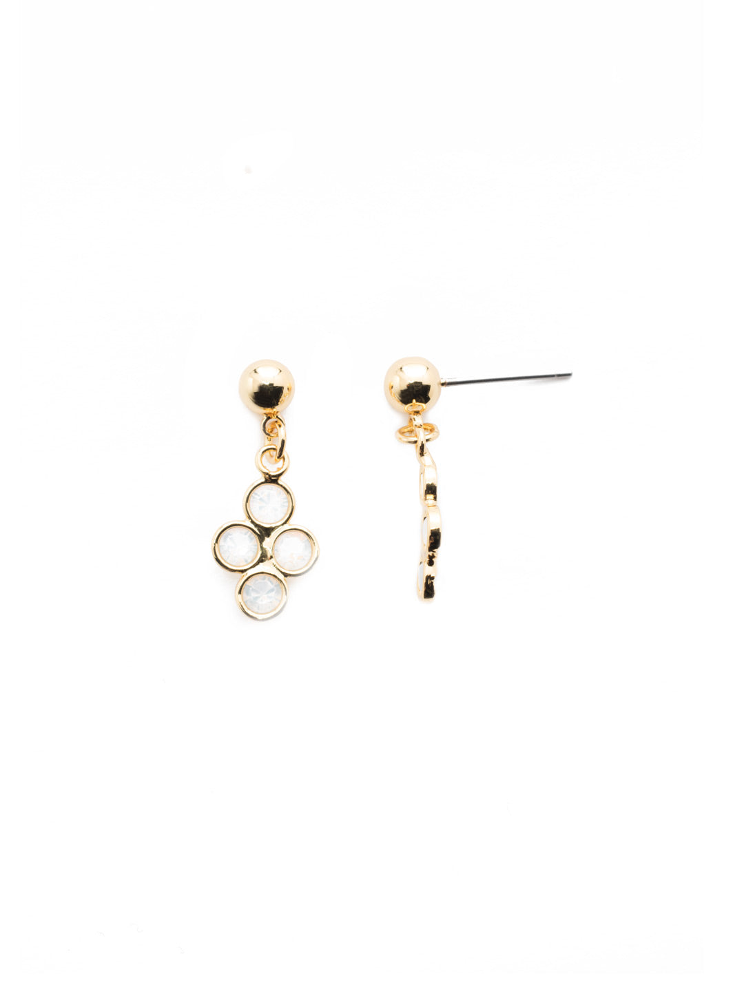 Hope Dangle Earrings - EEU200BGWO - <p>Designed with clear gems to create a flower like design that simply dangles from a circular post. From Sorrelli's White Opal collection in our Bright Gold-tone finish.</p>