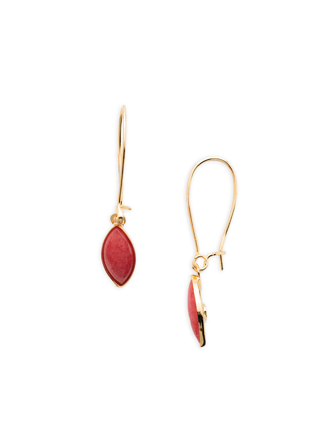 Noah Dangle Earring - EEU206BGPKC - A delicate metal wire hangs a colorful navette crystal. From Sorrelli's Pink Coral collection in our Bright Gold-tone finish.