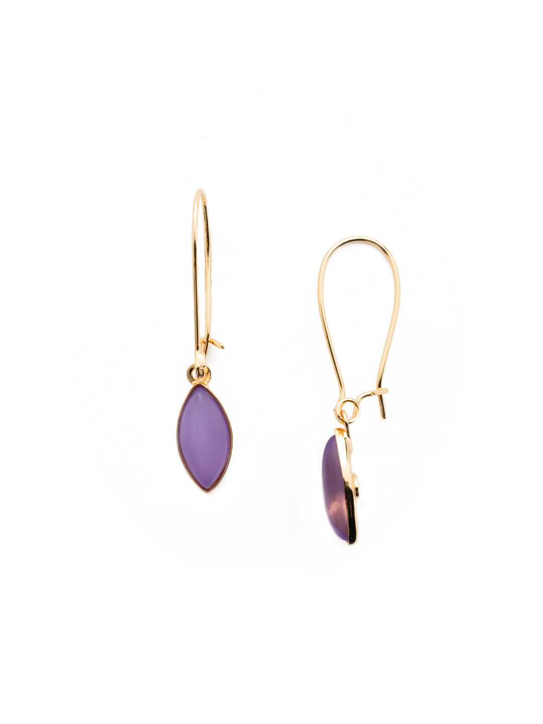 Noah Dangle Earring - EEU206BGPUR - A delicate metal wire hangs a colorful navette crystal. From Sorrelli's Purple Rain collection in our Bright Gold-tone finish.