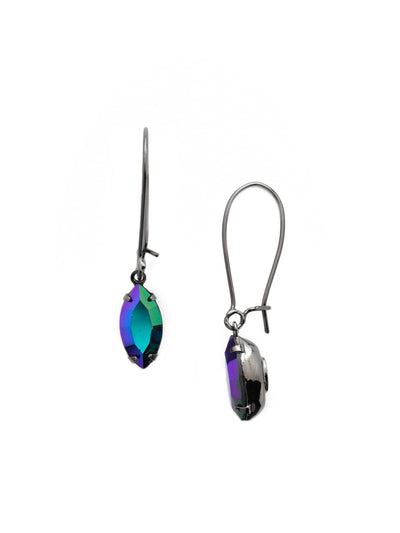 Noah Dangle Earring - EEU206GMJAB - A delicate metal wire hangs a colorful navette crystal. From Sorrelli's Jet Aurora Borealis collection in our Gun Metal finish.