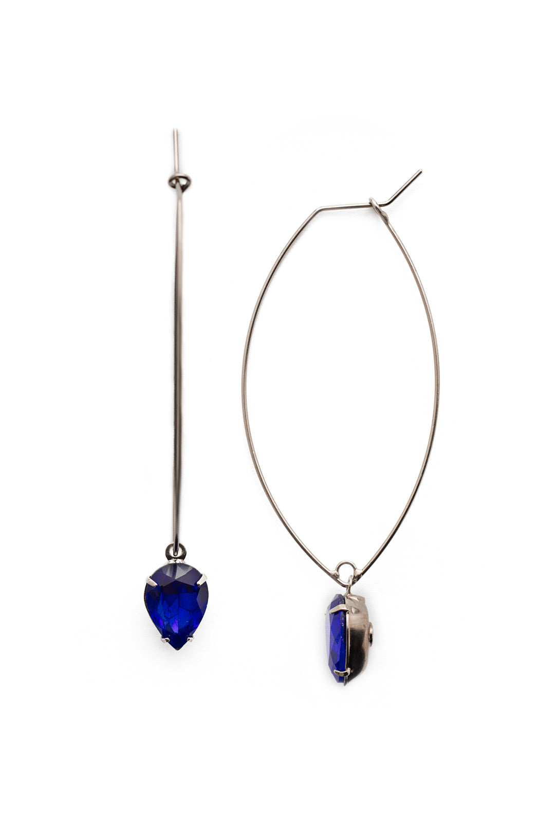Trina Hoop Earrings - EEU208ASSAP - <p>The Trina Hoop is a simple hoop that dangles a teardrop crystal From Sorrelli's Sapphire collection in our Antique Silver-tone finish.</p>