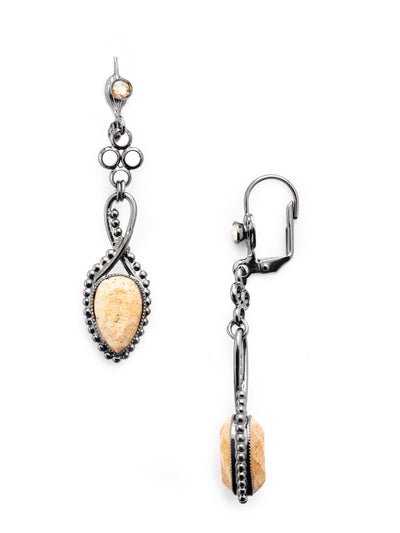 Chantal Dangle Earrings - EEU3GMGNS - The Chantal Dangle Earrings offer a unique twist on edge with intricate metalwork paired with an earthy stone in a pear shape. From Sorrelli's Golden Shadow collection in our Gun Metal finish.