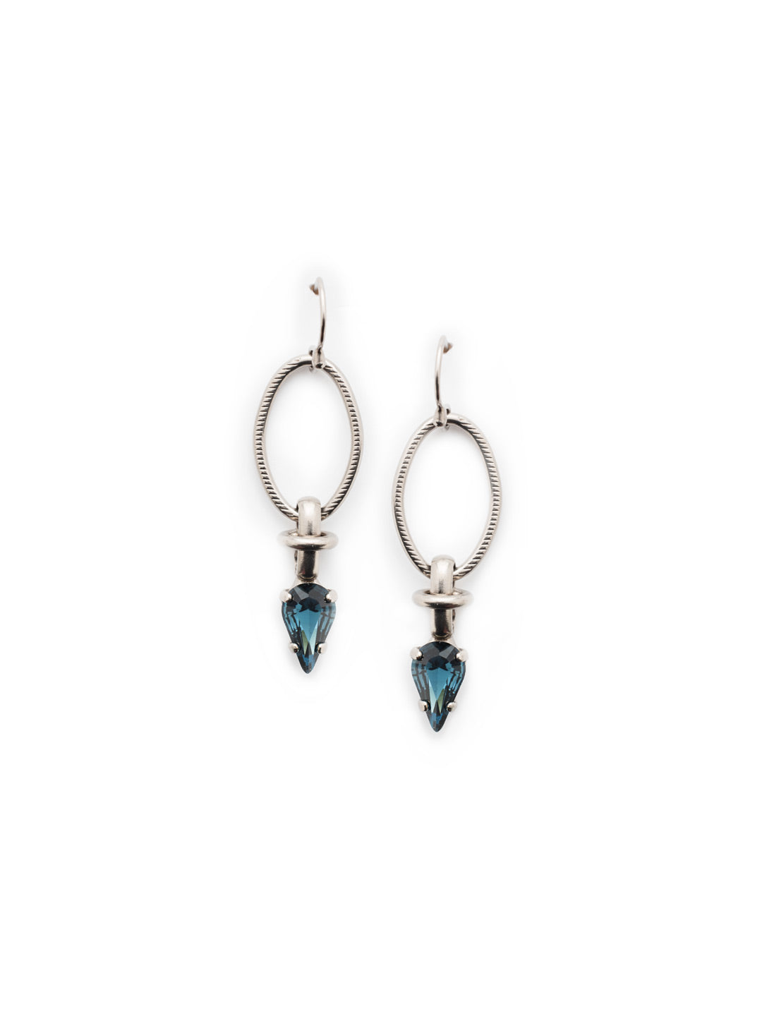 Zella Dangle Earrings - EEU70ASNFT - Sophisticated and original sums up our Zella Dangle Earrings. An embossed metal hoop gives way to a signature sparkling crystal that gets to the stylish point. From Sorrelli's Night Frost collection in our Antique Silver-tone finish.