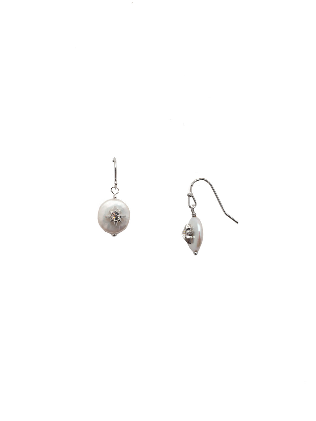 Estella Dangle Earring - EEV104PDMDP - <p>The Estella Dangle Earrings are a delicate dream. A small freshwater pearl dangles from a French wire base, and features a crystal embellished star in the middle. From Sorrelli's Modern Pearl collection in our Palladium finish.</p>