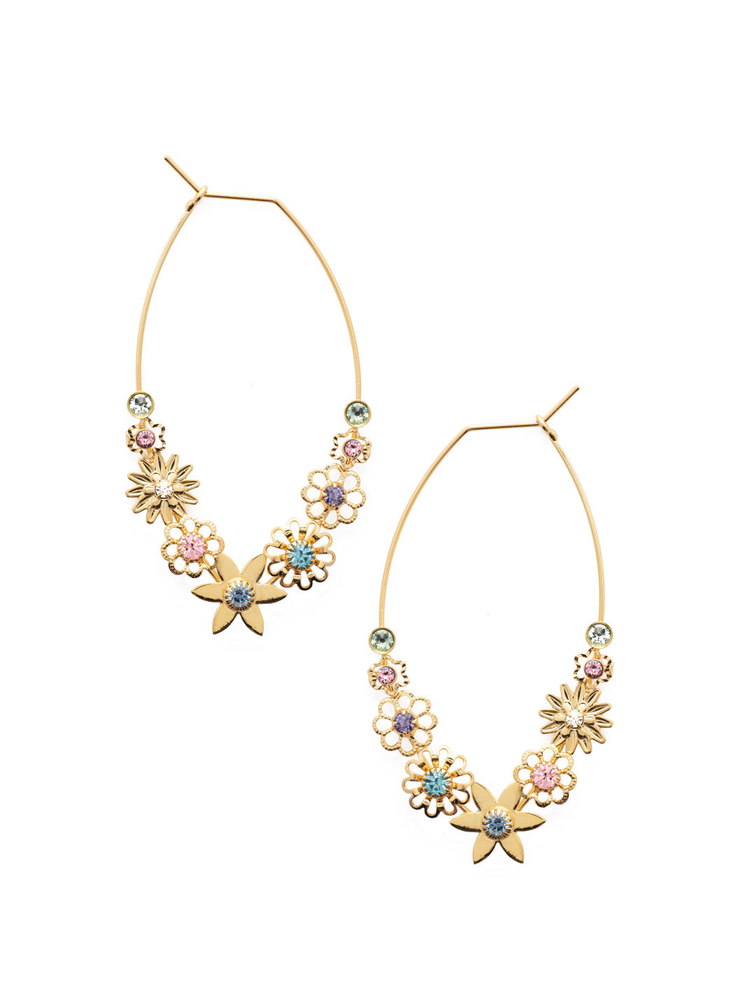 Fayette Hoop Earrings - EEV11BGSPR - <p>Our Fayette Hoop Earrings are floral metallic beauties accented with the Sorrelli crystal sparkle you know and love. From Sorrelli's Spring Rain collection in our Bright Gold-tone finish.</p>