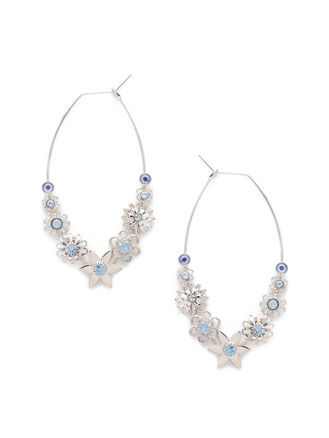 Fayette Hoop Earrings - EEV11PDWNB - <p>Our Fayette Hoop Earrings are floral metallic beauties accented with the Sorrelli crystal sparkle you know and love. From Sorrelli's Windsor Blue collection in our Palladium finish.</p>