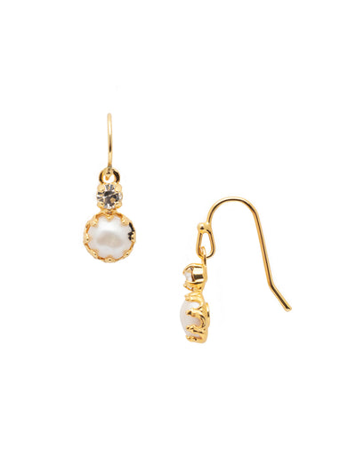 Kit Mini Dangle Earring - EEV167BGCRY - <p>The Kit Mini Dangle Earrings feature a single freshwater pearl nestled beneath a sparkling crystal. The dainty design makes it perfect for everyday wear! From Sorrelli's Crystal collection in our Bright Gold-tone finish.</p>