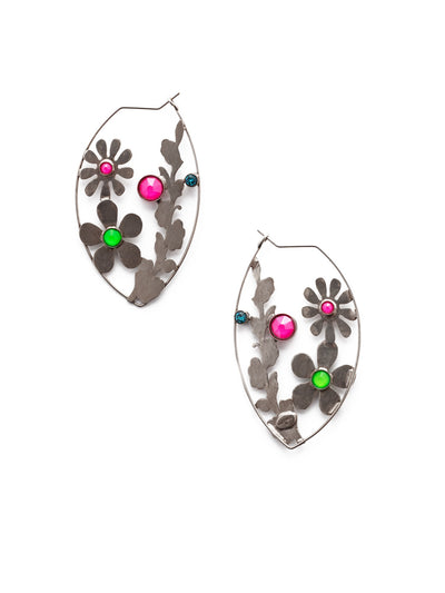 Olivia Hoop Earrings - EEV2ASWDW - <p>Our Olivia Hoop Earrings are abstract in their celebration of spring. Cuts of metallic floral lay inside the hoops and are dotted with round, sparkling crystals to add another layer of shine. From Sorrelli's Wild Watermelon collection in our Antique Silver-tone finish.</p>