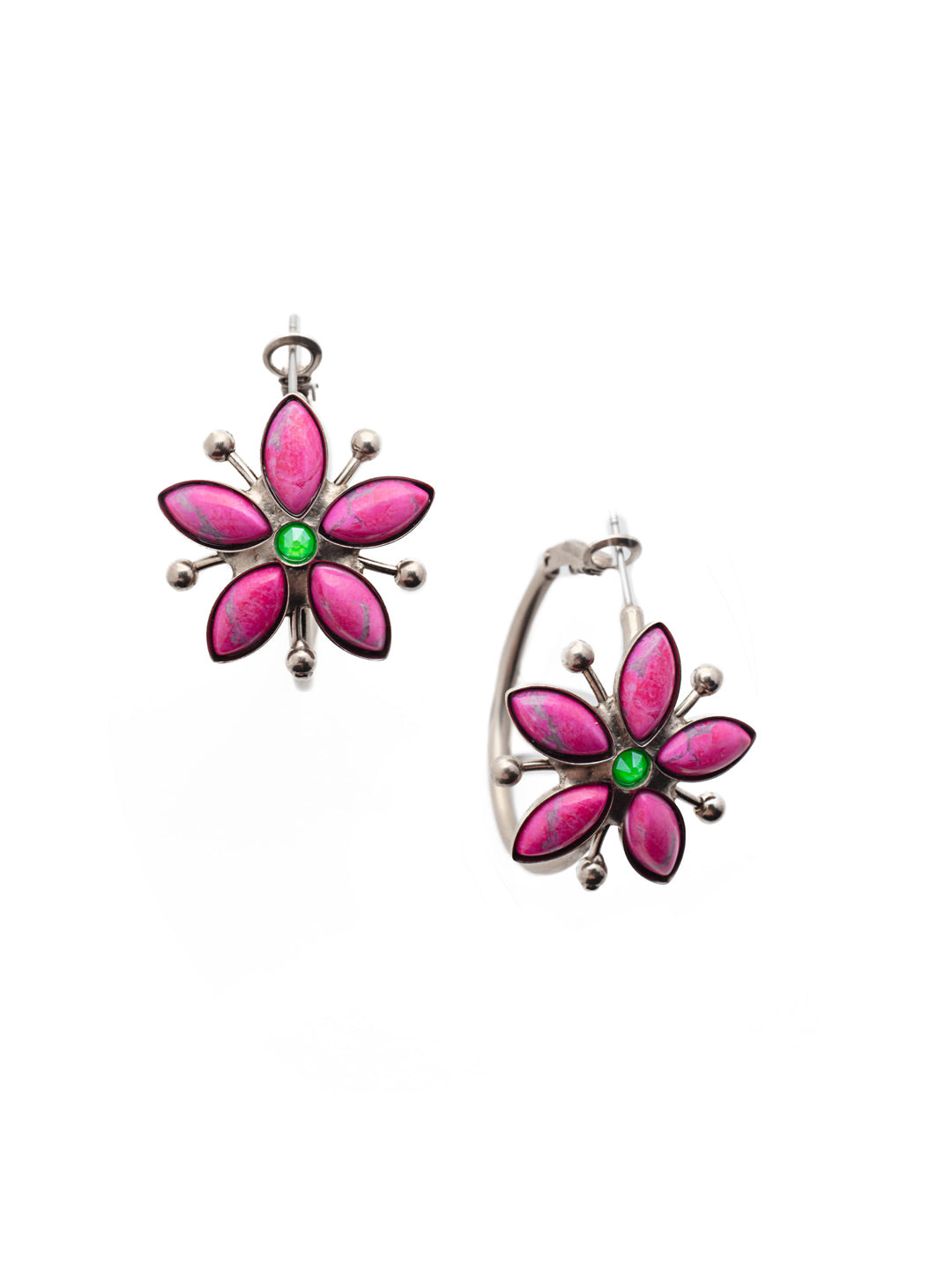 Lauren Hoop Earrings - EEV3ASWDW - <p>Petals and metal: that's the Lauren Hoop Earring. They're crafted with opague navette crystals to form a fabulous floral statement. From Sorrelli's Wild Watermelon collection in our Antique Silver-tone finish.</p>