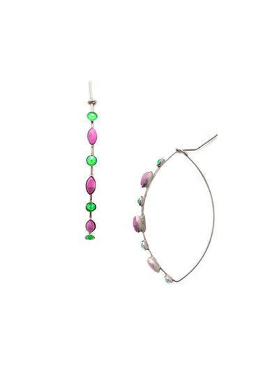Bellini Hoop Earrings - EEV4ASWDW - <p>The Bellini Hoop Earrings are a fun, light and airy hoop with a unique shape. Add some of our navette and round crystal sparklers and they're anything but basic. From Sorrelli's Wild Watermelon collection in our Antique Silver-tone finish.</p>