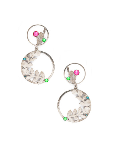 Ziva Dangle Earrings - EEV560ASWDW - <p>Our Ziva Dangle Earrings offer a duality of hard and soft. Hammered metalwork forms leafy artwork dotted with just a hint of sparkling crystals. From Sorrelli's Wild Watermelon collection in our Antique Silver-tone finish.</p>