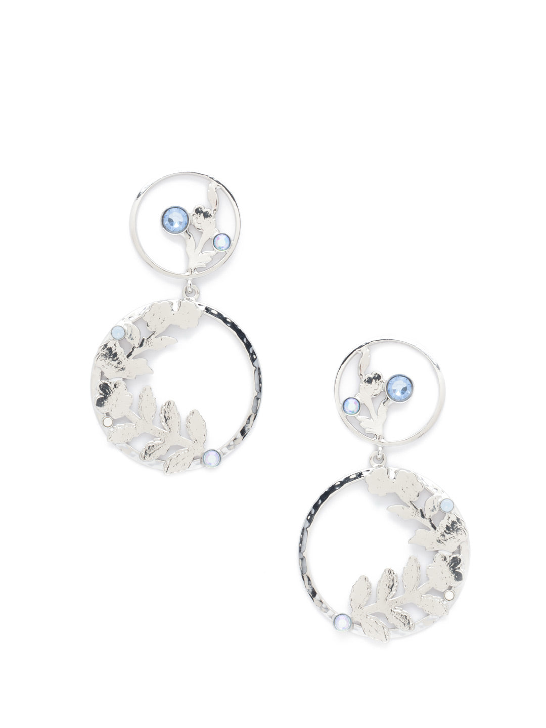 Ziva Dangle Earrings - EEV560PDWNB - <p>Our Ziva Dangle Earrings offer a duality of hard and soft. Hammered metalwork forms leafy artwork dotted with just a hint of sparkling crystals. From Sorrelli's Windsor Blue collection in our Palladium finish.</p>