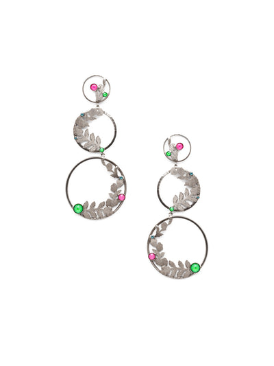 Calypso Statement Earrings - EEV56ASWDW - <p>Love spring? Say it loud and proud when you wear the Calypso Statement Earrings. A trio of metal hoops is accented with metal leafwork and a splash of sparkling crystals. From Sorrelli's Wild Watermelon collection in our Antique Silver-tone finish.</p>