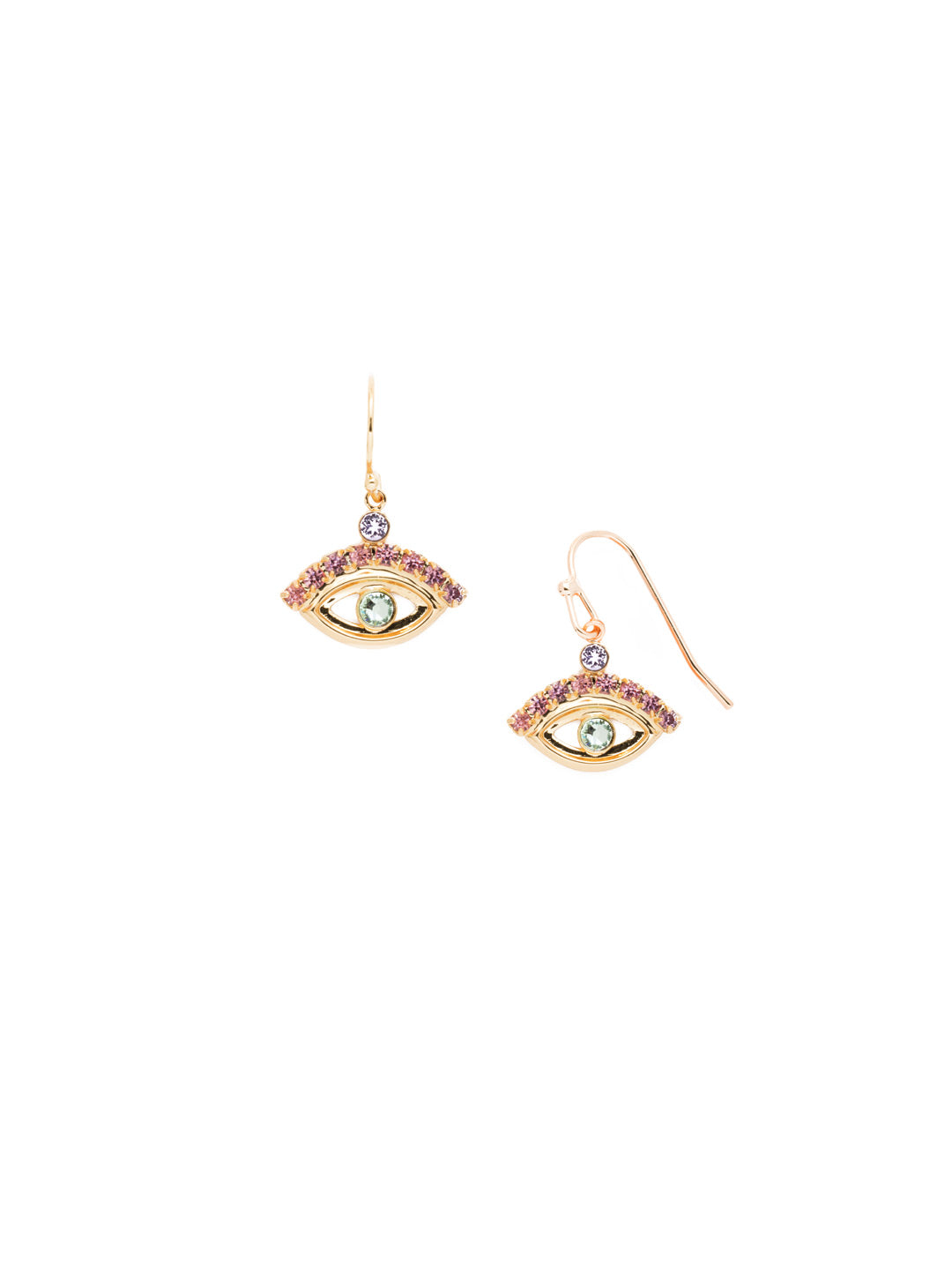 Mini Evil Eye Dangle Earrings - EEV6BGSPR - <p>Quirky meets sparkly in our Mini Evil Eye Dangle Earrings. The Evil Eye symbol is offset by sparkling round crystals. From Sorrelli's Spring Rain collection in our Bright Gold-tone finish.</p>