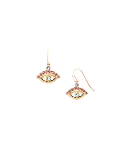 Mini Evil Eye Dangle Earrings - EEV6BGSPR - <p>Quirky meets sparkly in our Mini Evil Eye Dangle Earrings. The Evil Eye symbol is offset by sparkling round crystals. From Sorrelli's Spring Rain collection in our Bright Gold-tone finish.</p>