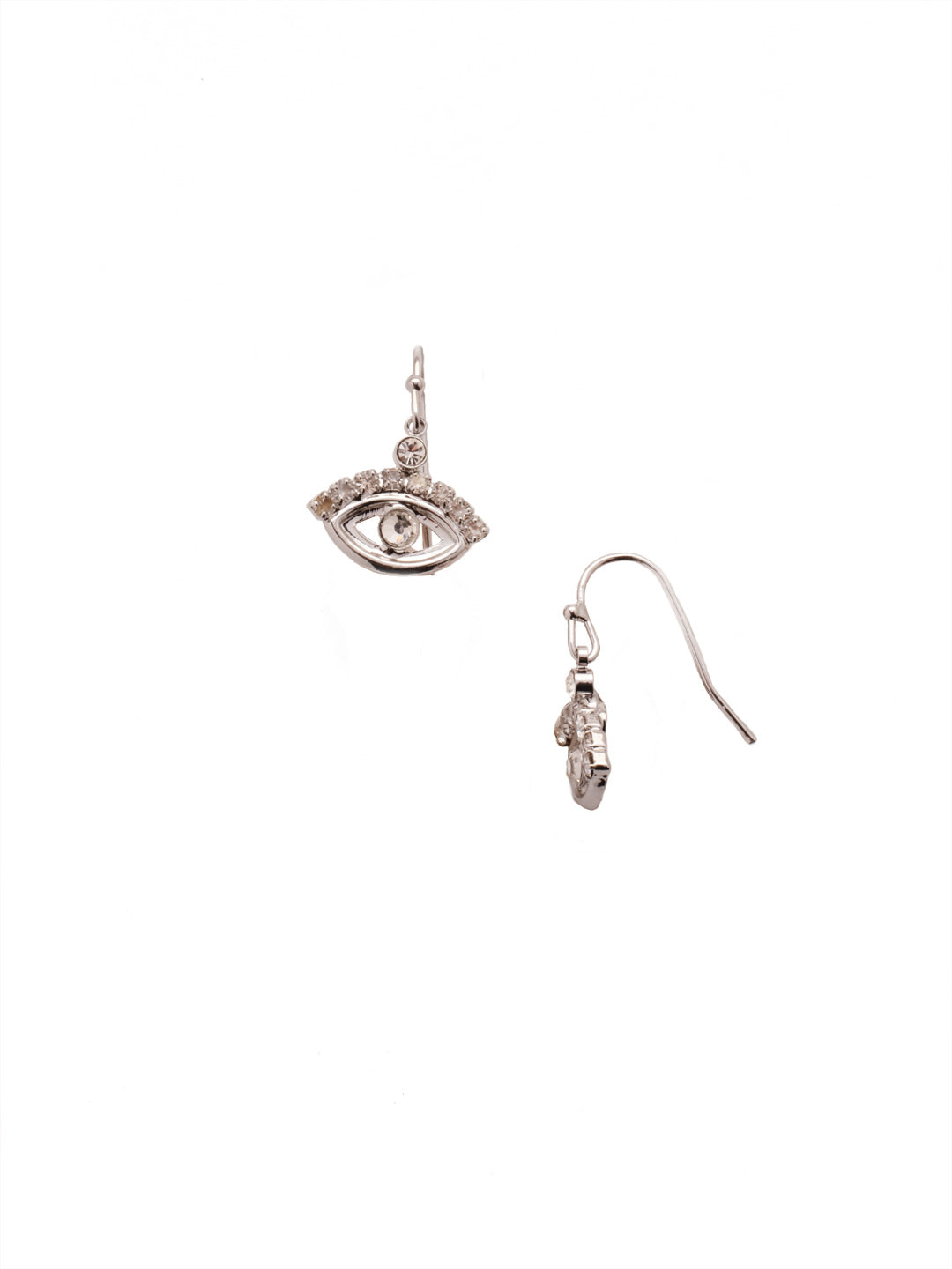 Mini Evil Eye Dangle Earrings - EEV6PDCRY - Quirky meets sparkly in our Mini Evil Eye Dangle Earrings. The Evil Eye symbol is offset by sparkling round crystals. From Sorrelli's Crystal collection in our Palladium finish.