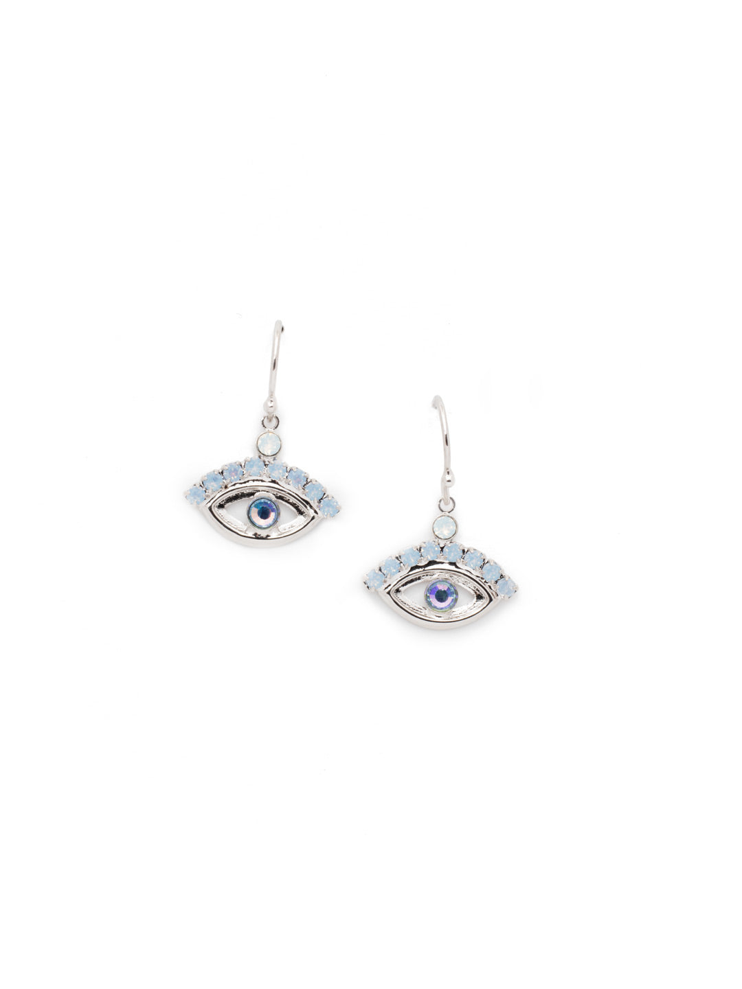 Mini Evil Eye Dangle Earrings - EEV6PDWNB - <p>Quirky meets sparkly in our Mini Evil Eye Dangle Earrings. The Evil Eye symbol is offset by sparkling round crystals. From Sorrelli's Windsor Blue collection in our Palladium finish.</p>