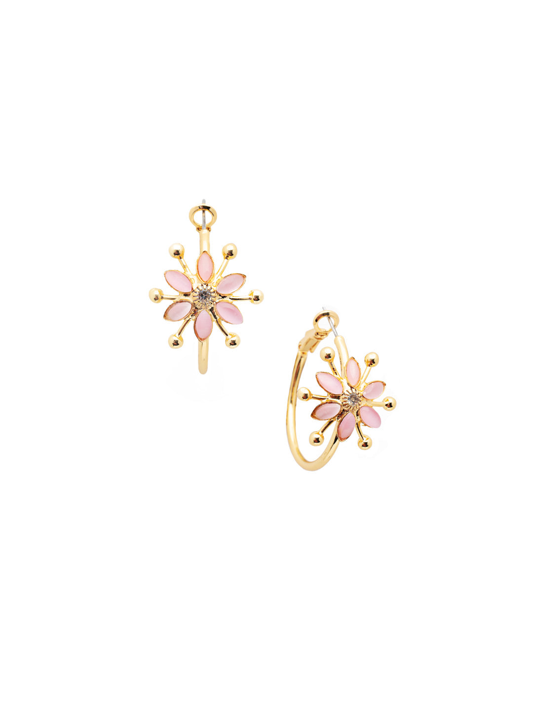 Selene Hoop Earrings - EEV9BGSPR - <p>The Selene Crystal Hoop Earrings are the perfect pair for floral fans. The statement floral piece on each is crafted from shining metal and navette crystals, too. From Sorrelli's Spring Rain collection in our Bright Gold-tone finish.</p>