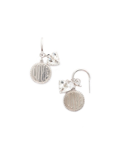 Brooke Dangle Earring - EEW2PDCRY - <p>Our Brooke Dangle Earrings have a charm bracelet feel with their silver heart love medallion and a pair of sparkling crystals forming a heart. From Sorrelli's Crystal collection in our Palladium finish.</p>