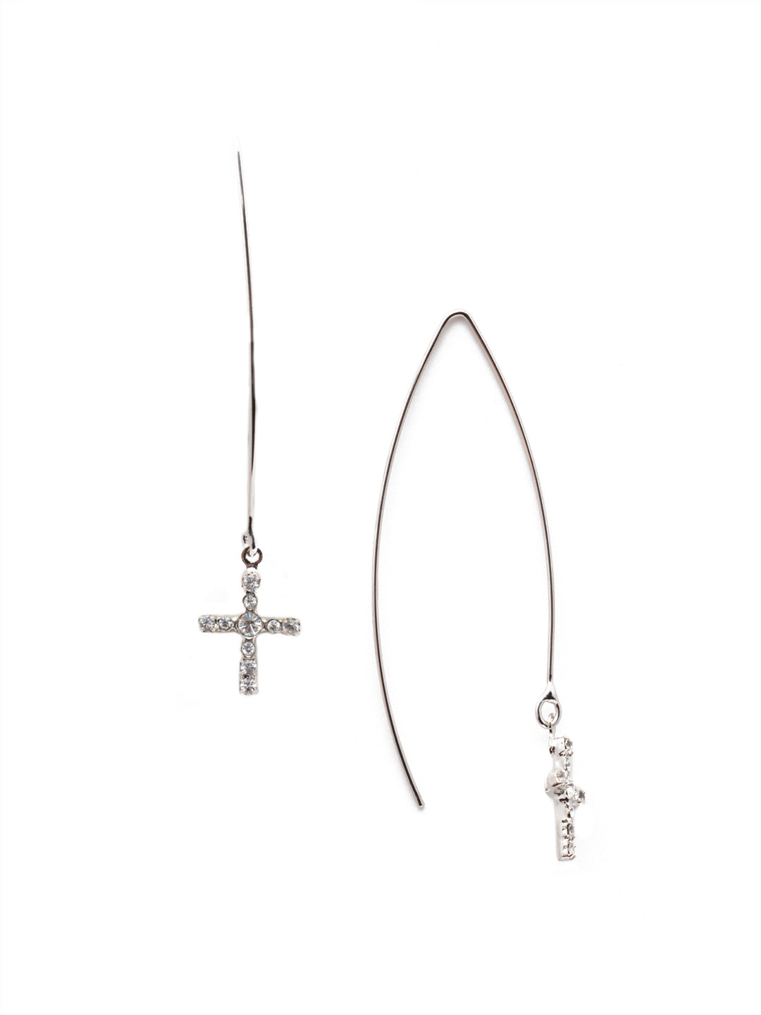 Jodie Cross Dangle Earring - EEX8PDCRY - <p>The Jodie Cross Dangle Earrings feature an elongated open hoop with a crystal studded cross dangling at each base From Sorrelli's Crystal collection in our Palladium finish.</p>