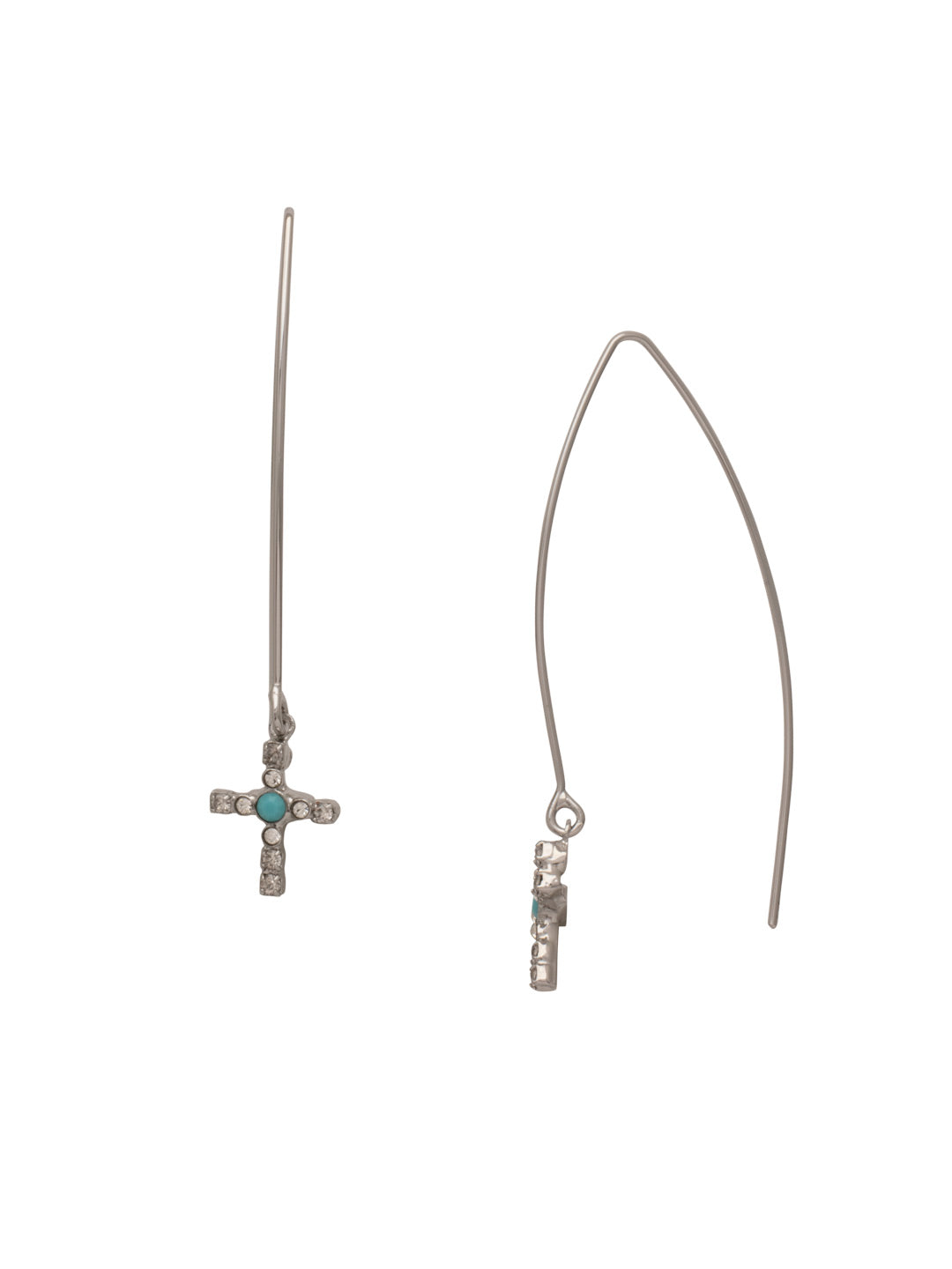 Jodie Cross Dangle Earring - EEX8PDSTO - <p>The Jodie Cross Dangle Earrings feature an elongated open hoop with a crystal studded cross dangling at each base From Sorrelli's Santorini collection in our Palladium finish.</p>