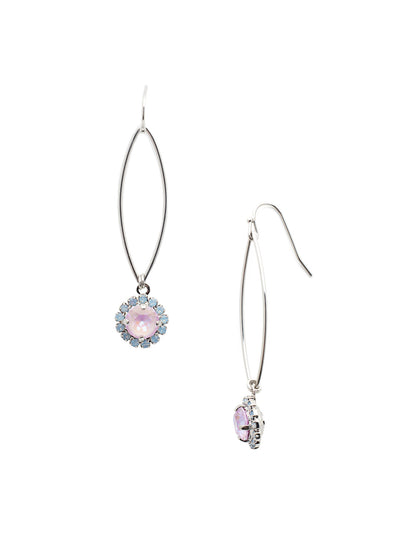 Haute Halo Dangle Earring - EEY11PDCCC - <p>A French wire lays base to a round cut halo set crystal, hanging from a metal tone oblong hoop. From Sorrelli's Cotton Candy Clouds collection in our Palladium finish.</p>
