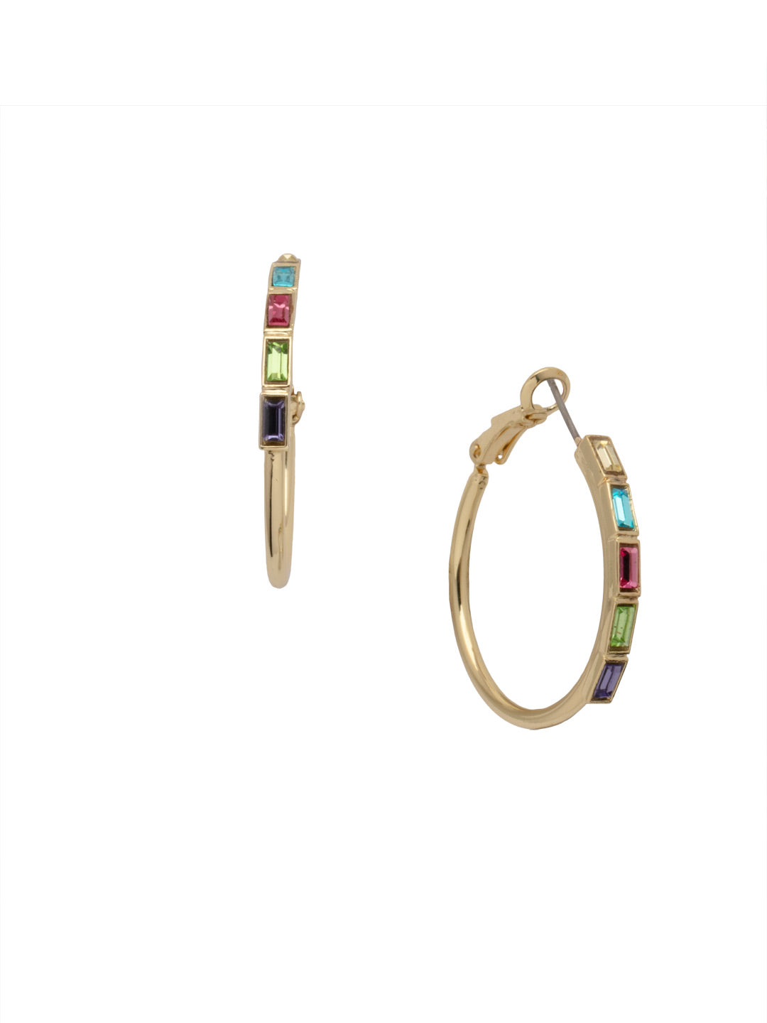 Jill Hoop Earring - EEY23BGHBR - <p>Square cut crystals embellish classic round hoops to create the trendy Jill Hoop Earrings. From Sorrelli's Happy Birthday Redux collection in our Bright Gold-tone finish.</p>