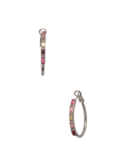 Jill Hoop Earring - EEY23PDPPN - <p>Square cut crystals embellish classic round hoops to create the trendy Jill Hoop Earrings. From Sorrelli's Pink Pineapple collection in our Palladium finish.</p>
