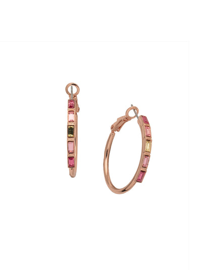 Jill Hoop Earring - EEY23RGPPN - <p>Square cut crystals embellish classic round hoops to create the trendy Jill Hoop Earrings. From Sorrelli's Pink Pineapple collection in our Rose Gold-tone finish.</p>