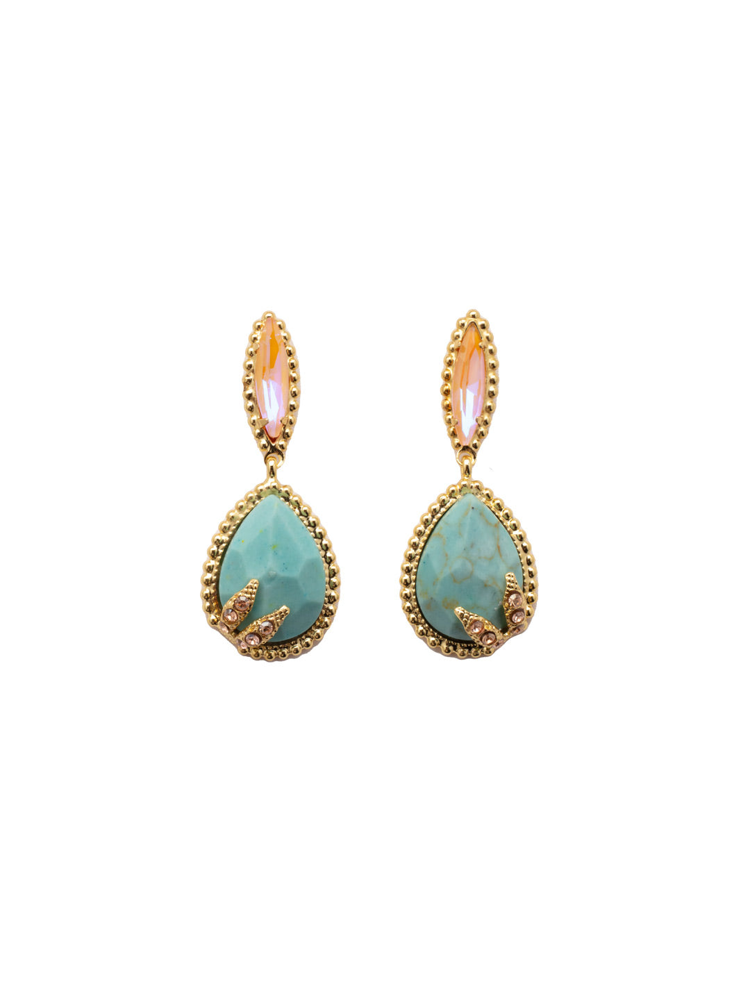 Sandy Dangle Earring - EEZ16BGSOP - <p>The Sandy Dangle Earrings feature a bold teardrop stone, held in place by decorative prongs, and sitting predominately at the base of a marquise shaped crystal on a post. From Sorrelli's South Pacific collection in our Bright Gold-tone finish.</p>