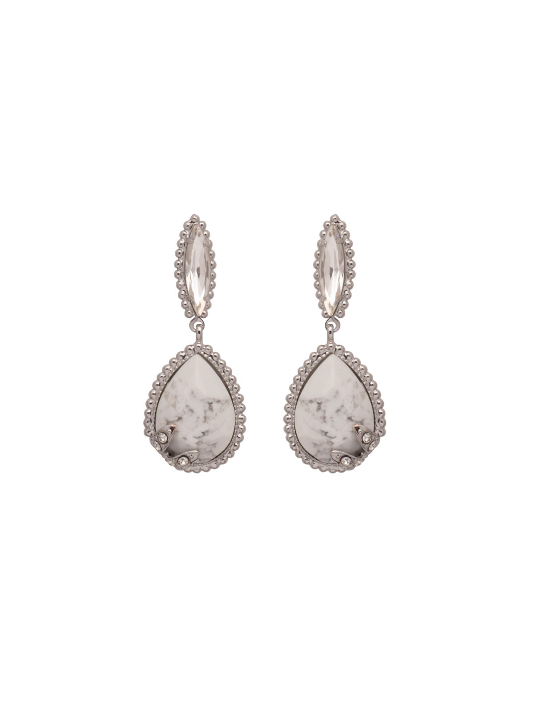 Sandy Dangle Earring - EEZ16PDCRY - <p>The Sandy Dangle Earrings feature a bold teardrop stone, held in place by decorative prongs, and sitting predominately at the base of a marquise shaped crystal on a post. From Sorrelli's Crystal collection in our Palladium finish.</p>